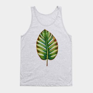 Watercolor Green Teal Yellow Red Tropical Leaf Tank Top